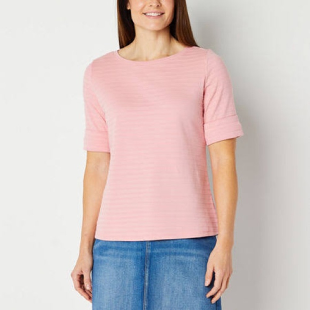 NWT Karen Scott cotton soft boat neck top